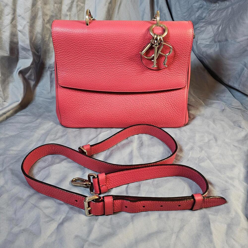 Christian Dior Be‎ Dior Flap Satchel Bag Pink Leather Top Handle Crossbody